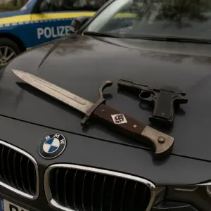 Verfassungswidriges Bajonett mit Hakenkreuzgravur bei Polizeikontrolle sichergestellt