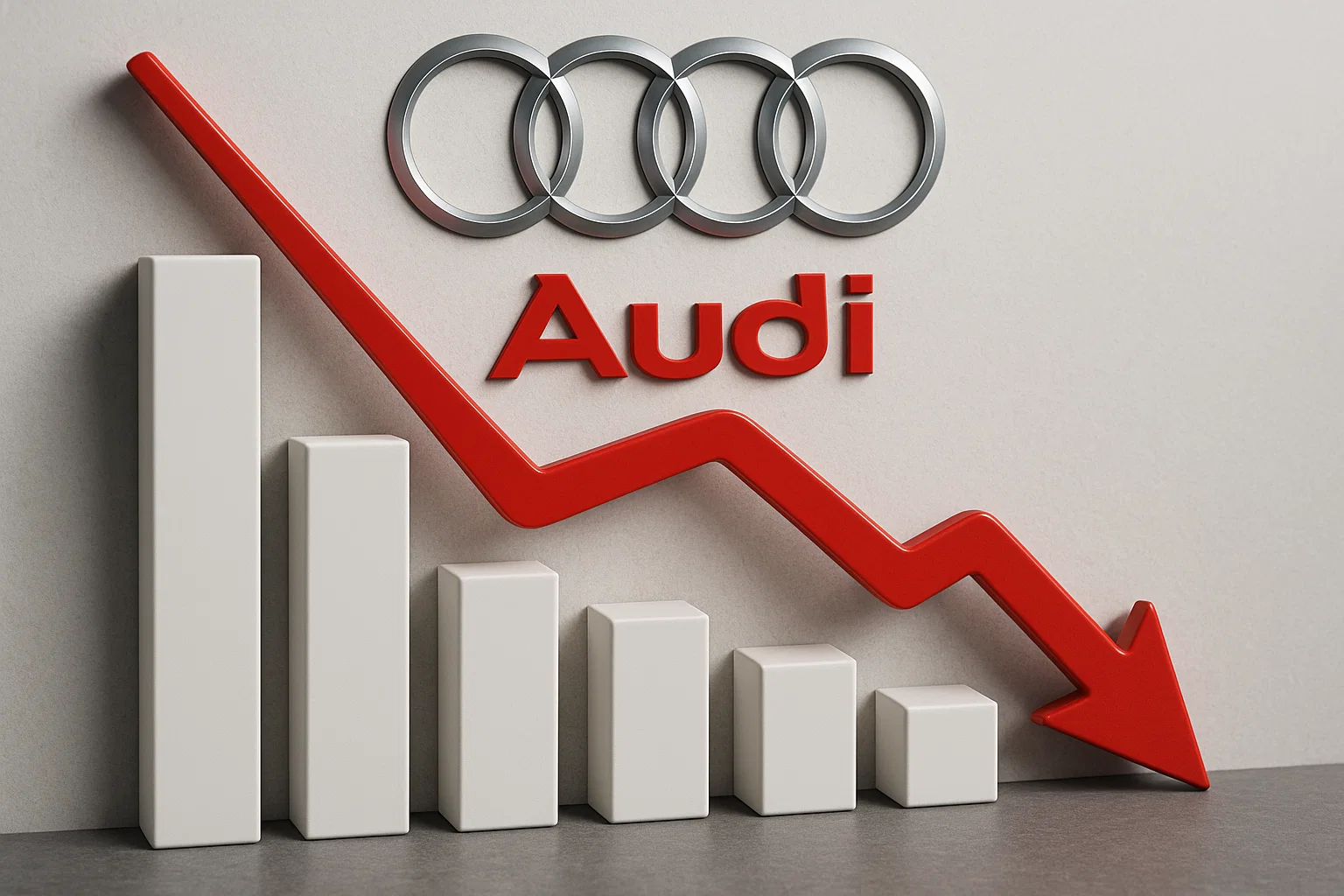 Audi-Logo vor Werkstor – Symbolbild für wirtschaftliche Schwierigkeiten 2025