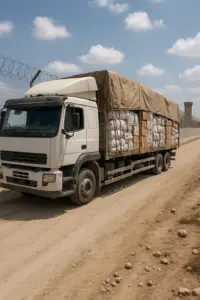 Deutsches Hilfspaket mit Fallschirm über dem Gazastreifen – Symbolbild zur humanitären Luftbrücke