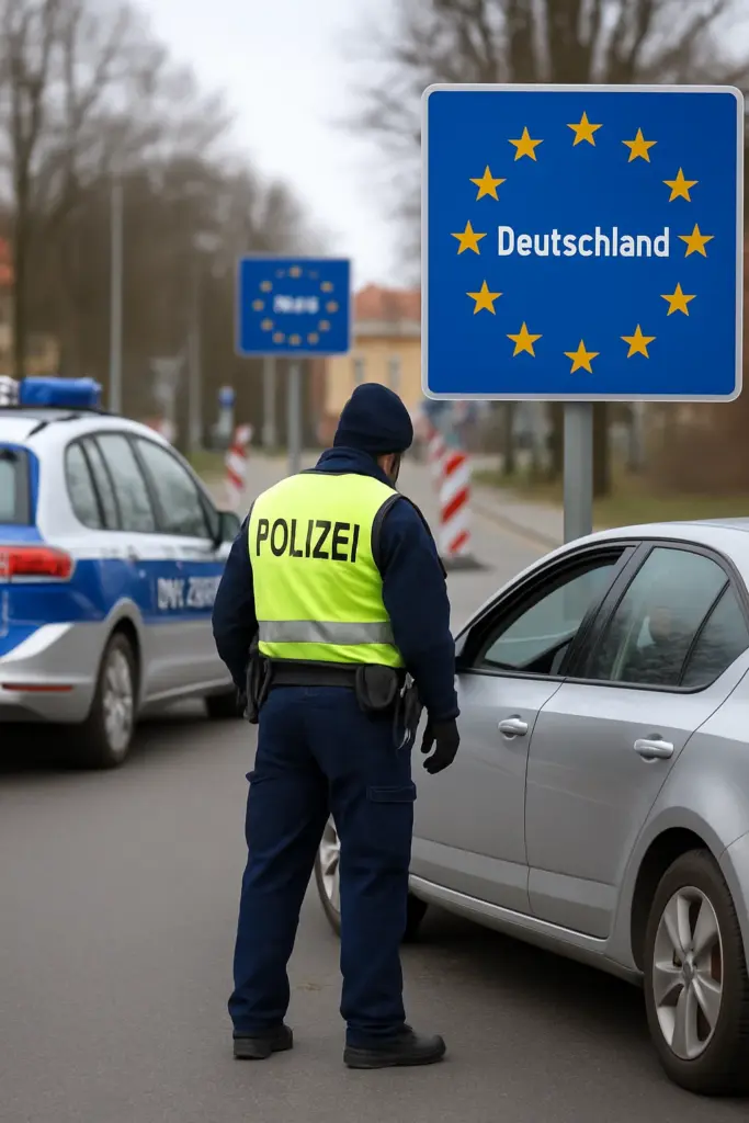 Grenzkontrolle durch Bundespolizei an deutsch-polnischer Grenze