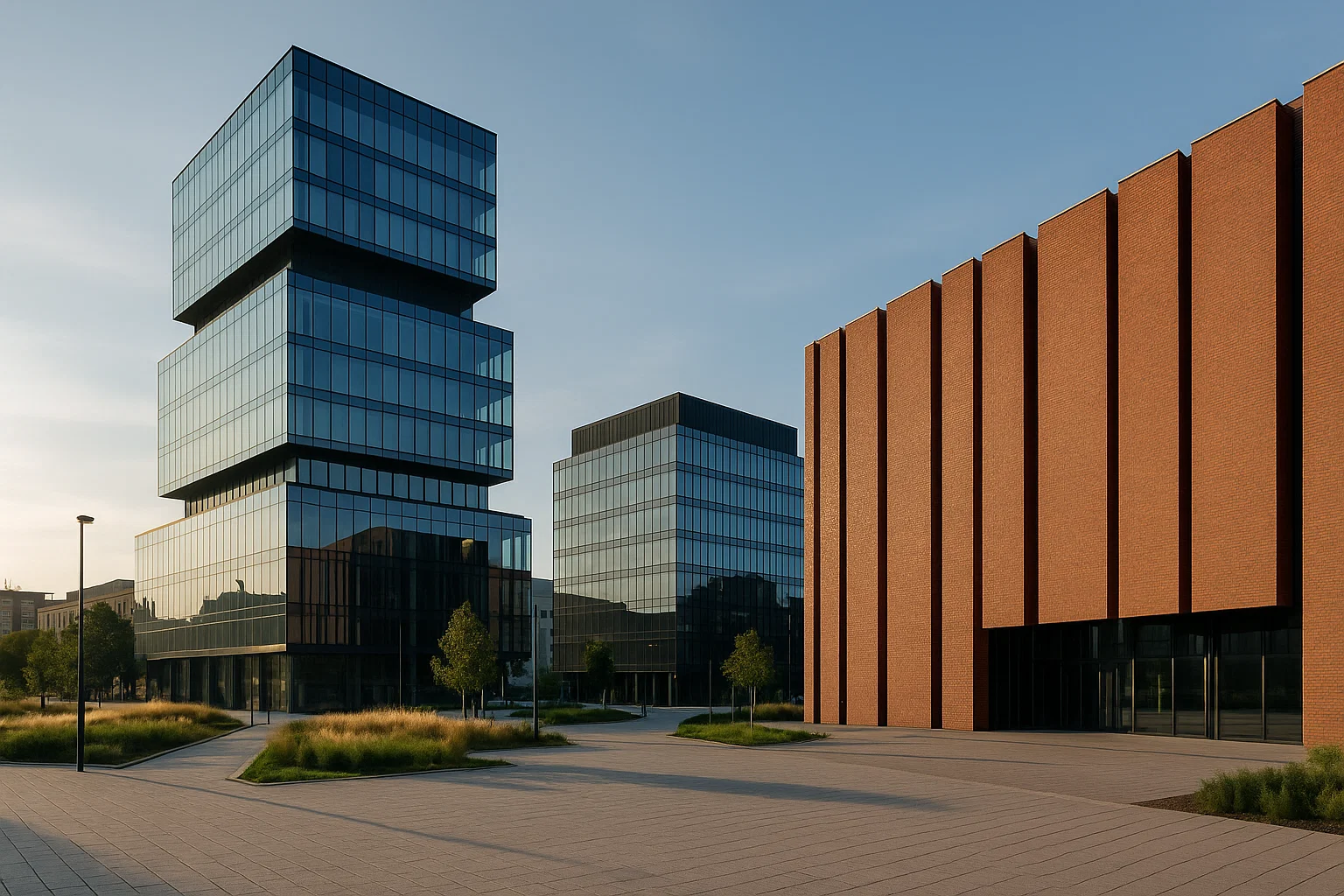 Skyline von Kattowitz mit modernen Gebäuden – Symbol für den Strukturwandel von Kohle zu IT und Kultur