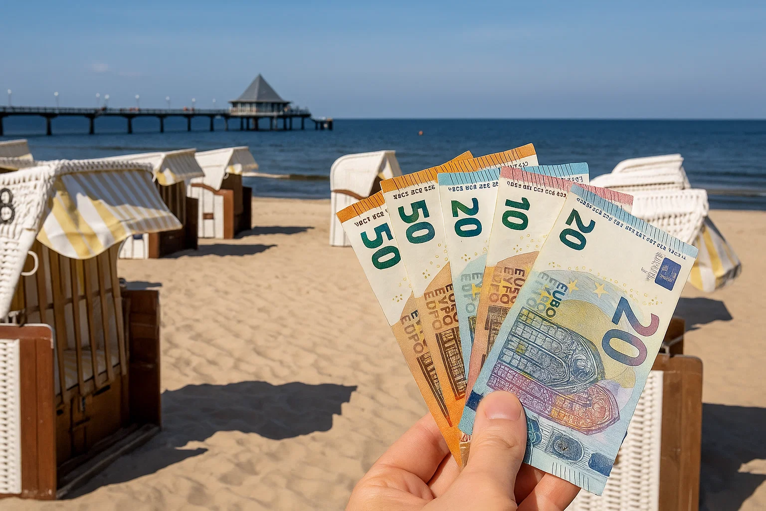 Überfüllter Strand auf Usedom
