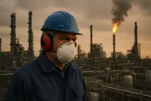 Blick auf den Chemiepark Leuna in Sachsen-Anhalt – Symbol der Chemiekrise