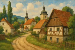 Traditionelles Umgebindehaus in der Oberlausitz – historische Architektur in Sachsen
