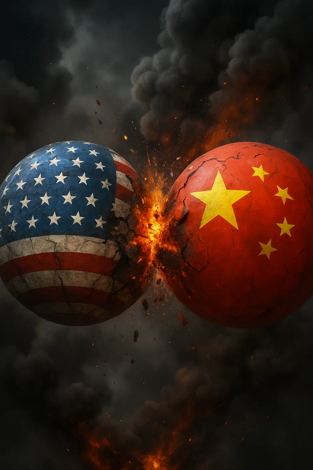 Simulation eines globalen Konflikts zwischen USA und China – Kartenansicht mit Militärbewegungen, Seewegen und Eskalationsstufen im Pazifikraum.