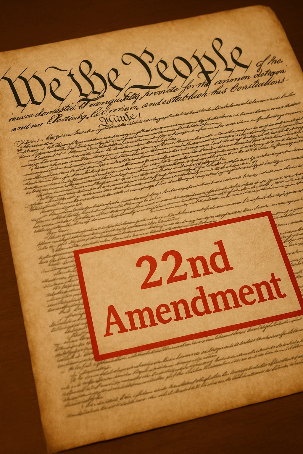 US-Verfassung mit hervorgehobenem 22. Zusatzartikel zur Begrenzung der Amtszeiten des Präsidenten