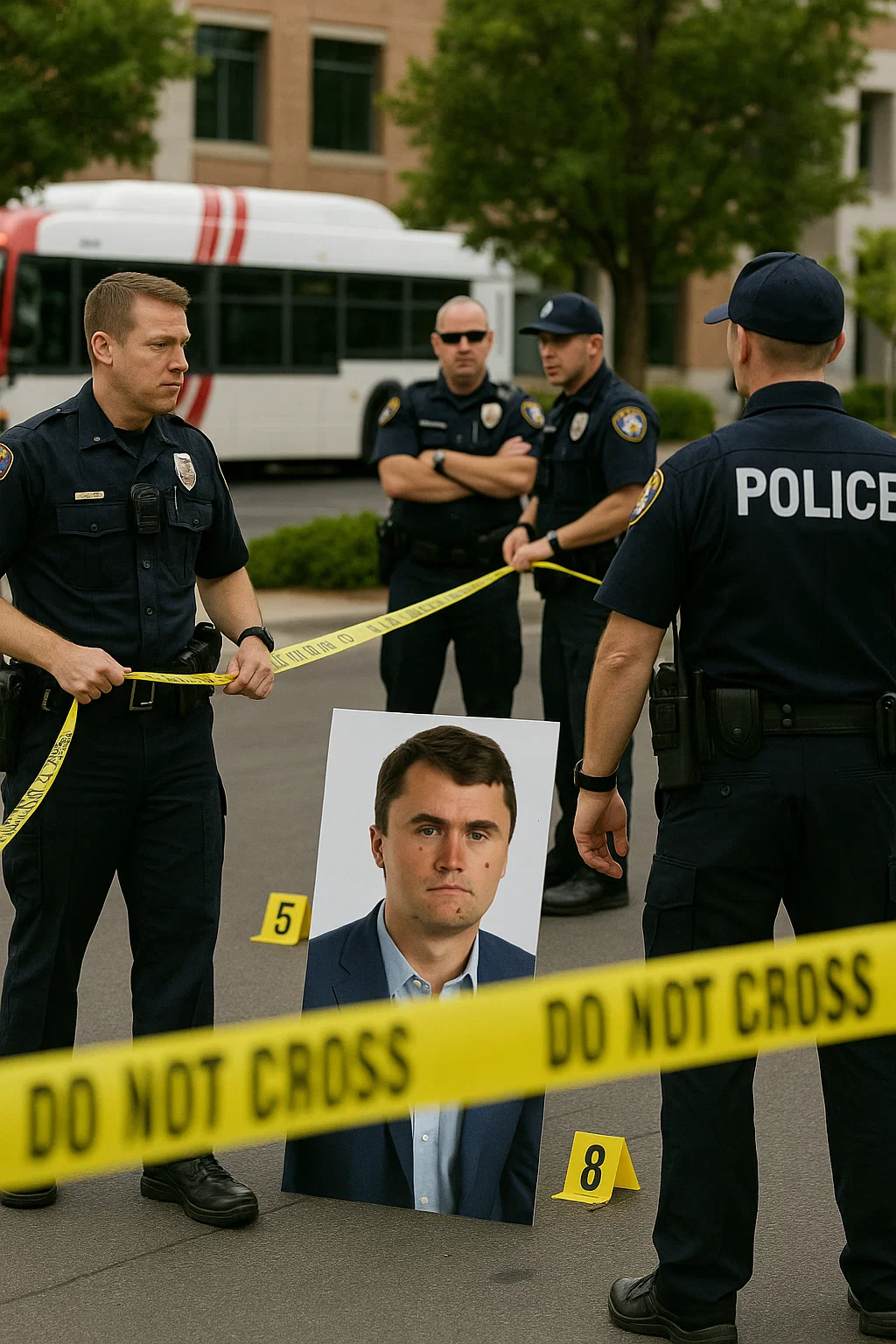 Polizisten sichern den Tatort nach den Schüssen auf Trump-Unterstützer Charlie Kirk in Provo, Utah.