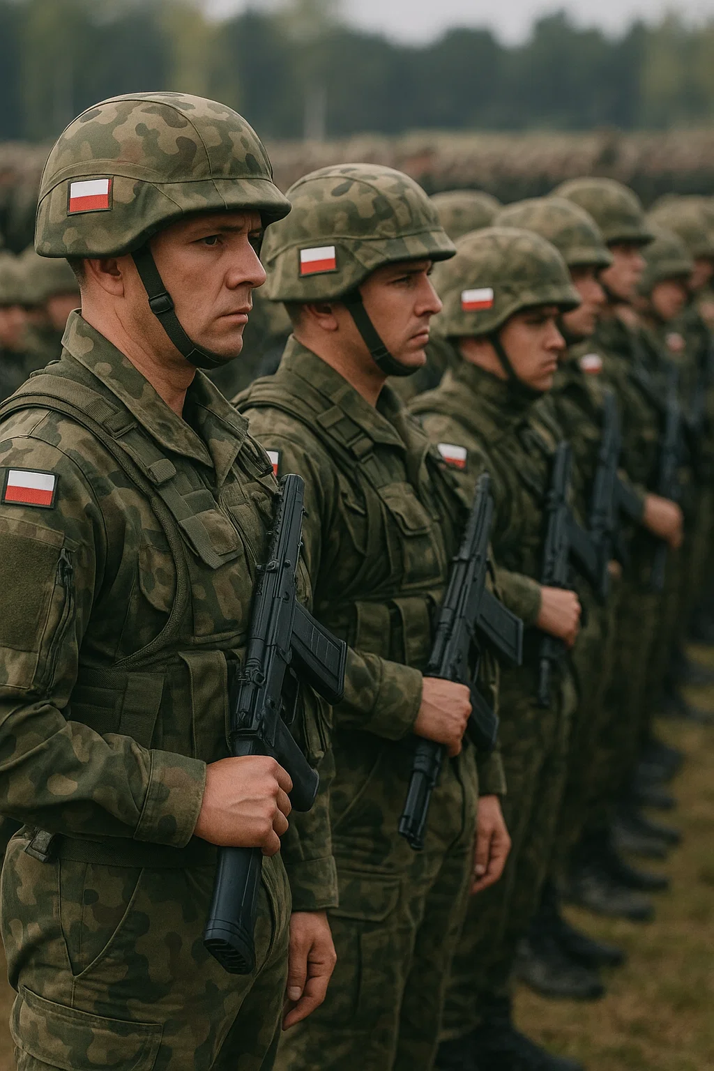 Polnische Soldaten mit Panzerfahrzeugen sichern die Grenze zu Belarus während des Sapad-Manövers 2025