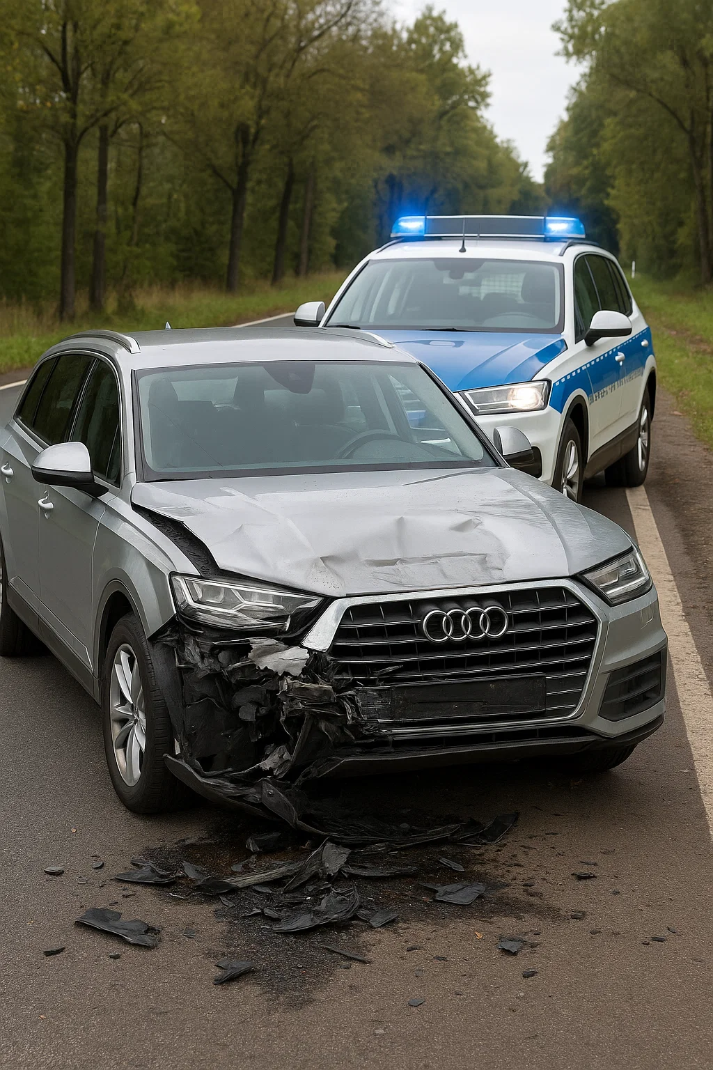 Gestohlener Audi Q7 nach Unfall im Grenzgebiet bei Görlitz