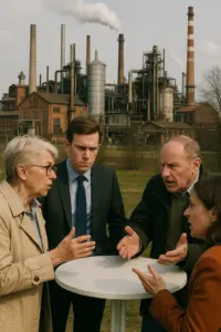 🌍 AfD-Erfolge und Sachsens Wirtschaft – ein realer Schaden oder ein vorgeschobenes Argument? Industrieanlage in Sachsen mit AfD-Plakat im Hintergrund