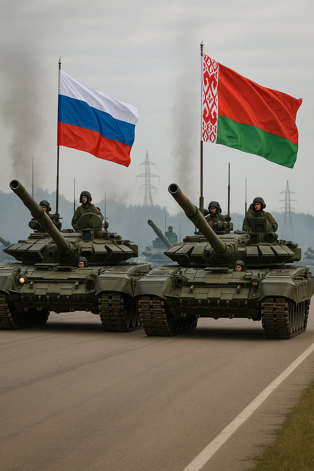 Russische Panzer beim Sapad-2025 Manöver in Belarus mit Drohnenabwehr-Käfigen