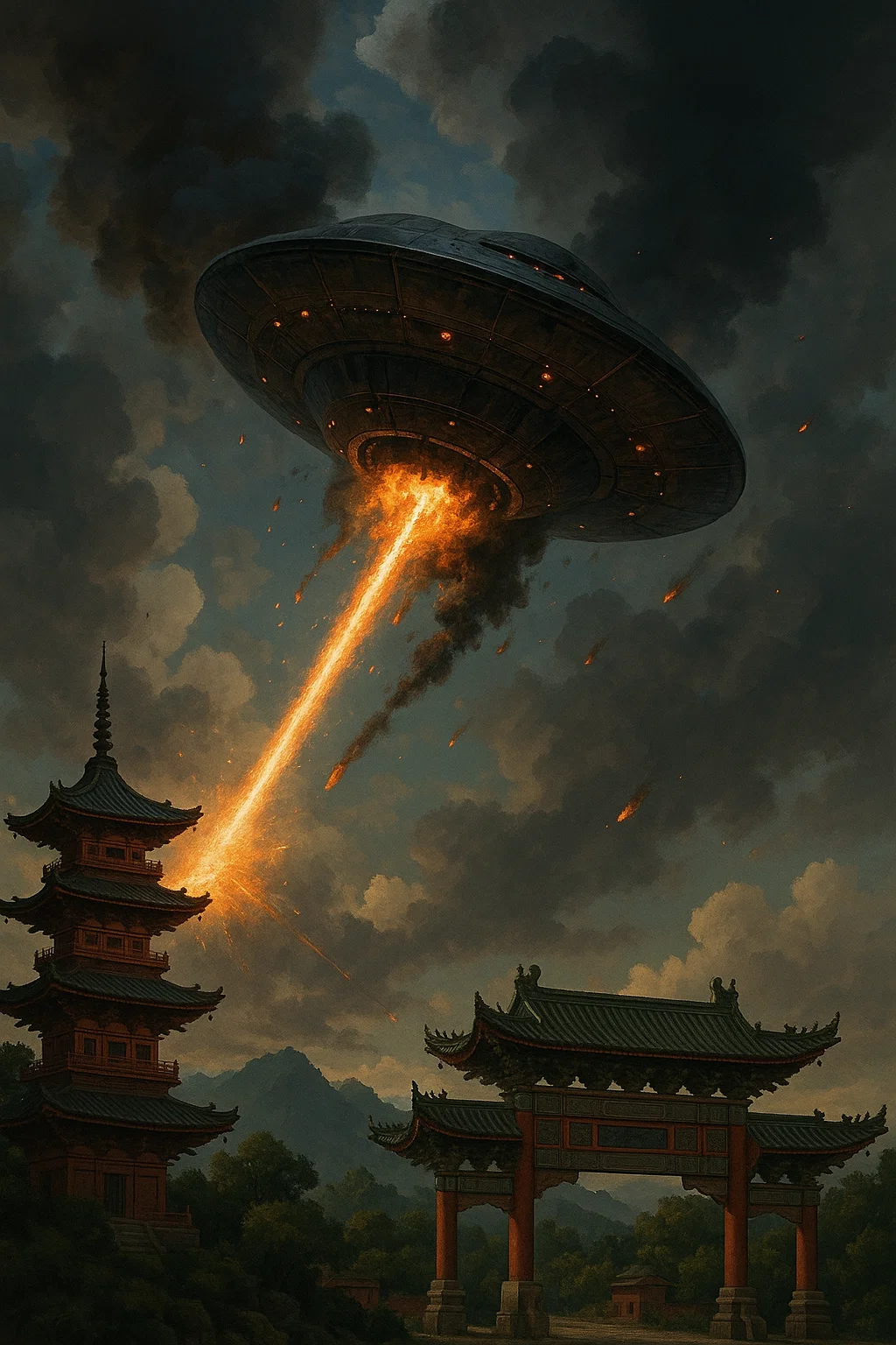 Ufo-ähnlicher Leuchtkörper am Himmel über Weifang