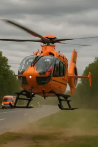 Polizei und Rettungshubschrauber nach Unfall zwischen Traktor und Simson nahe Löbau