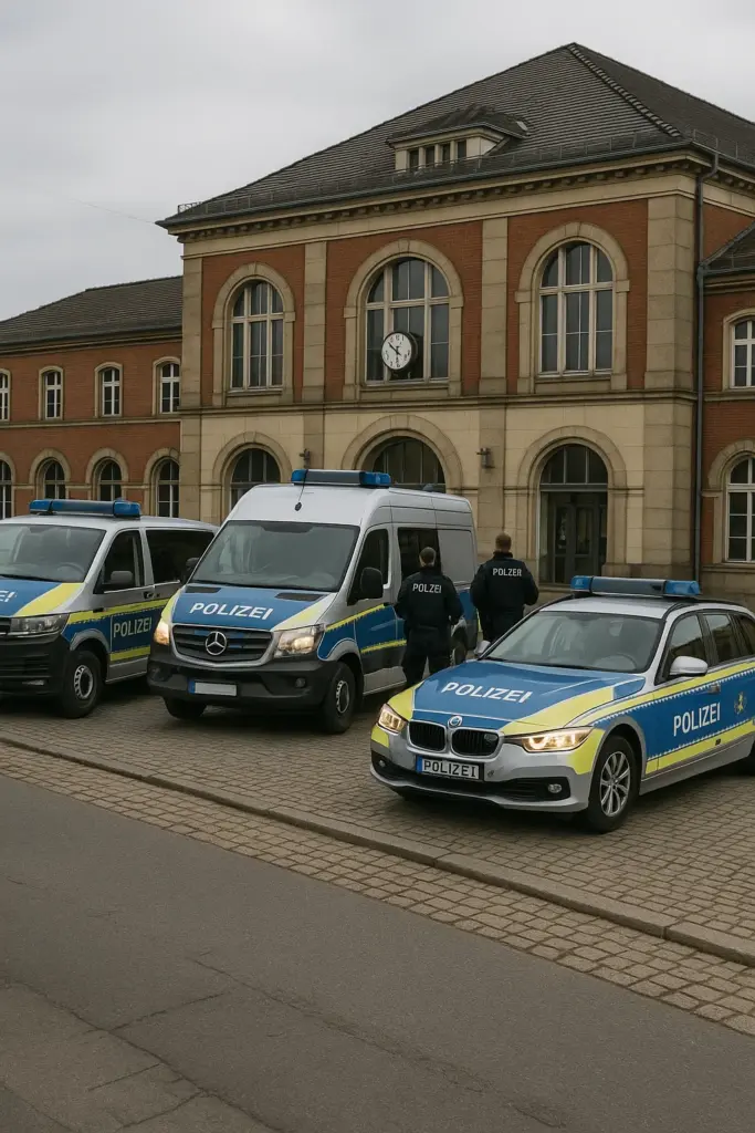 Polizeieinsatz in Bautzen – Einsatzfahrzeuge vor dem Bahnhof