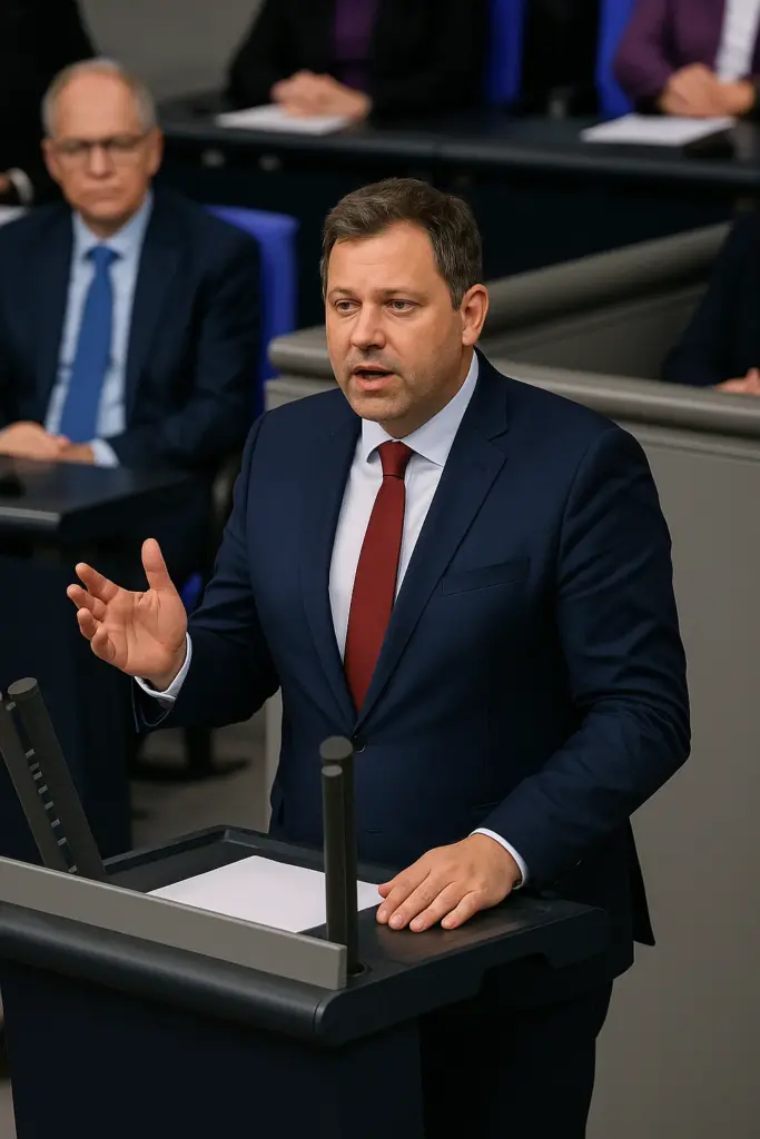 Bundesfinanzminister Lars Klingbeil spricht im Bundestag über den Bundeshaushalt 2026“