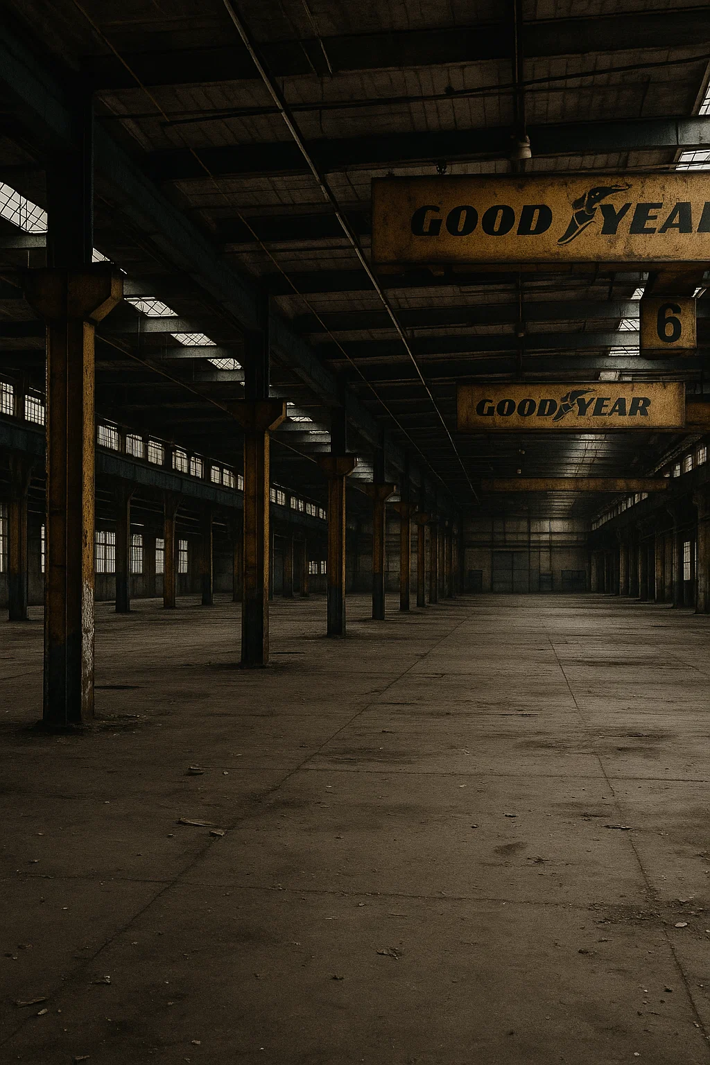 Leere Werkshallen von Goodyear in Fulda – Symbolbild für Werksschließung und Arbeitsplatzverlust
