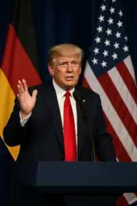 Donald Trump am UN-Rednerpult – Symbolbild für Lob an die deutsche Regierung und Kritik an grüner Agenda