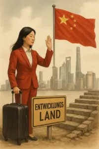 Chinesische Flagge vor WTO-Gebäude – Symbolbild für Kurswechsel im Welthandel