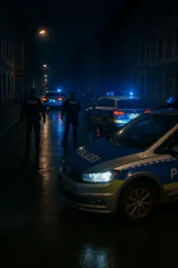 Polizeiwagen vor einem Mehrfamilienhaus in der Chemnitzer Innenstadt – Symbolbild für Tötungsdelikt