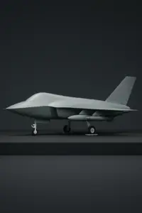 Seitenansicht eines unbemannten Kampfjets bei einer Präsentation – Symbolbild für den UCAV „CA-1 Europa“
