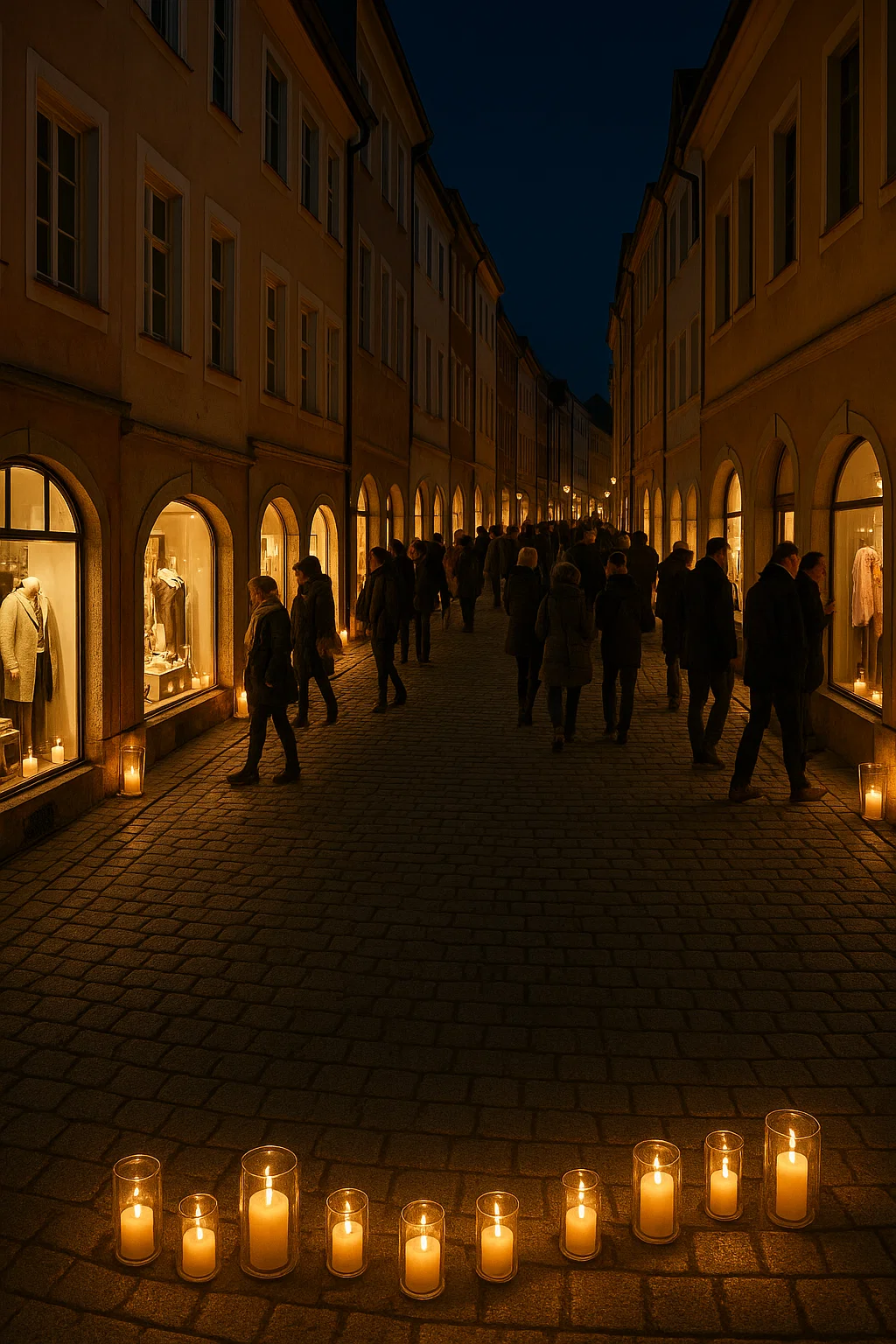 Blick in eine bei Kerzenlicht erleuchtete Einkaufsstraße in Bautzen – Symbol für Ersatzaktion nach Romantica-Absage