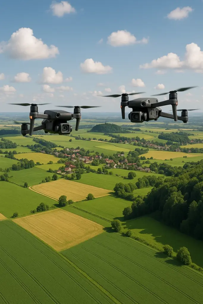 Symbolfoto: Multikopter über Industrie-/Energieareal – Drohnenlage in Sachsen