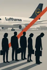Lufthansa-Jets am Gate – Symbolbild für Stellenabbau in der Verwaltung