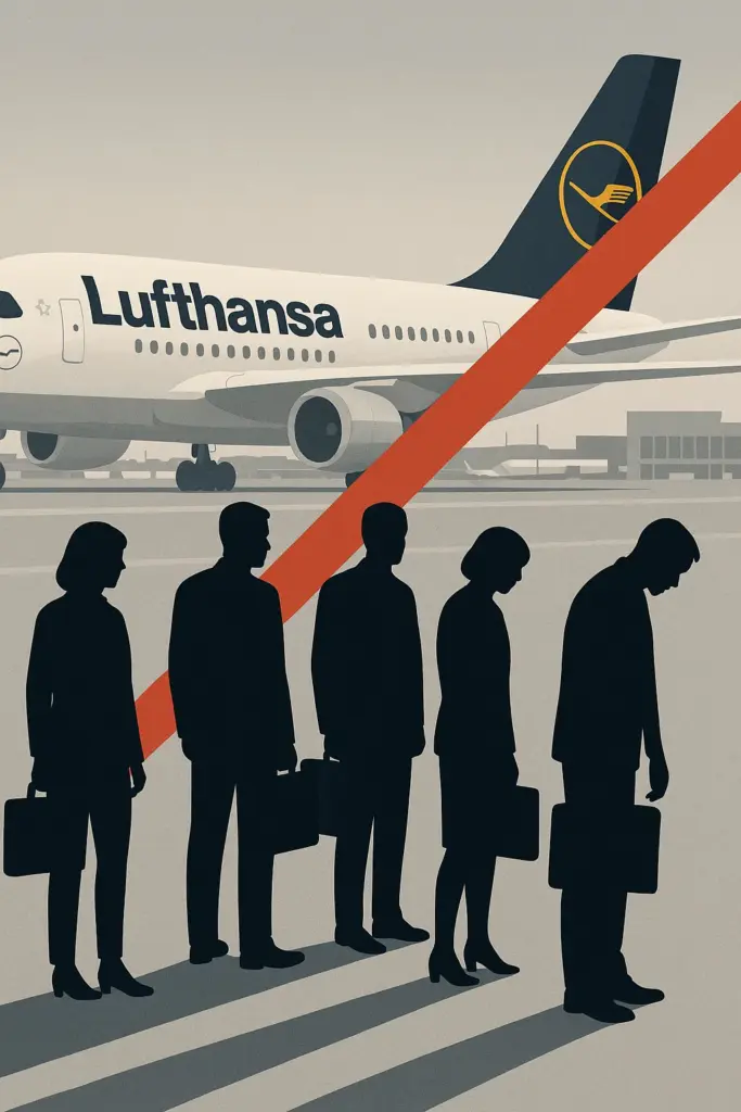 Lufthansa-Jets am Gate – Symbolbild für Stellenabbau in der Verwaltung