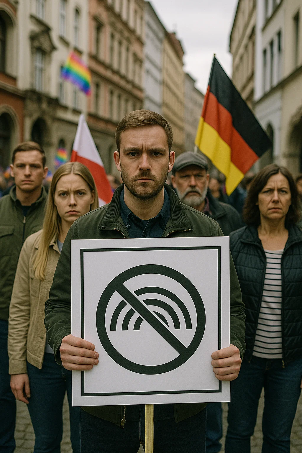 Vertreter der Partei Volt sprechen bei der Abschlusskundgebung des CSD in Görlitz