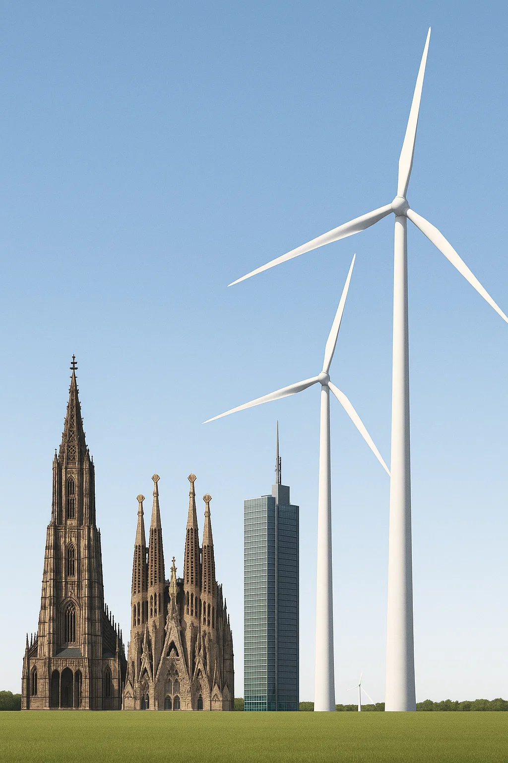 Visualisierung der geplanten Windkraftanlagen bei Görlitz – mit 261 Metern höher als Sagrada Familia, Ulmer Münster und Commerzbank Tower