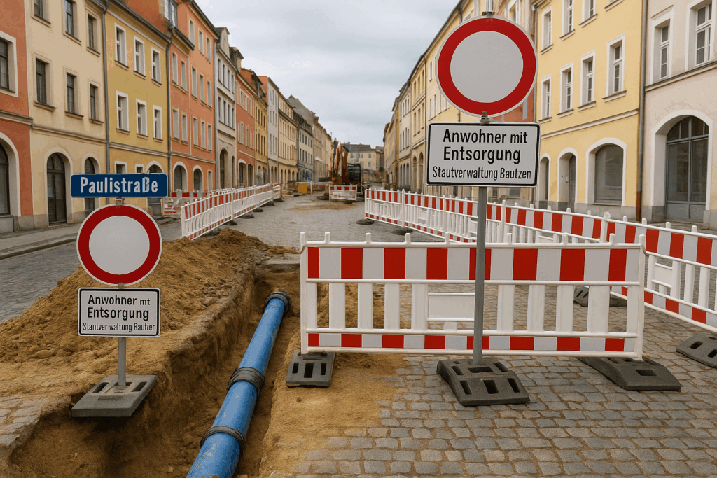 🚧 Ab Montag Vollsperrung auf der Paulistraße in Bautzen wegen Wasserleitungsarbeiten