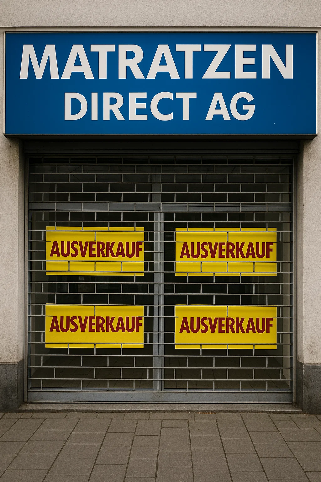 Matratzen Direct AG Insolvenz – geschlossene Filiale in Köln mit Hinweis auf Ausverkauf