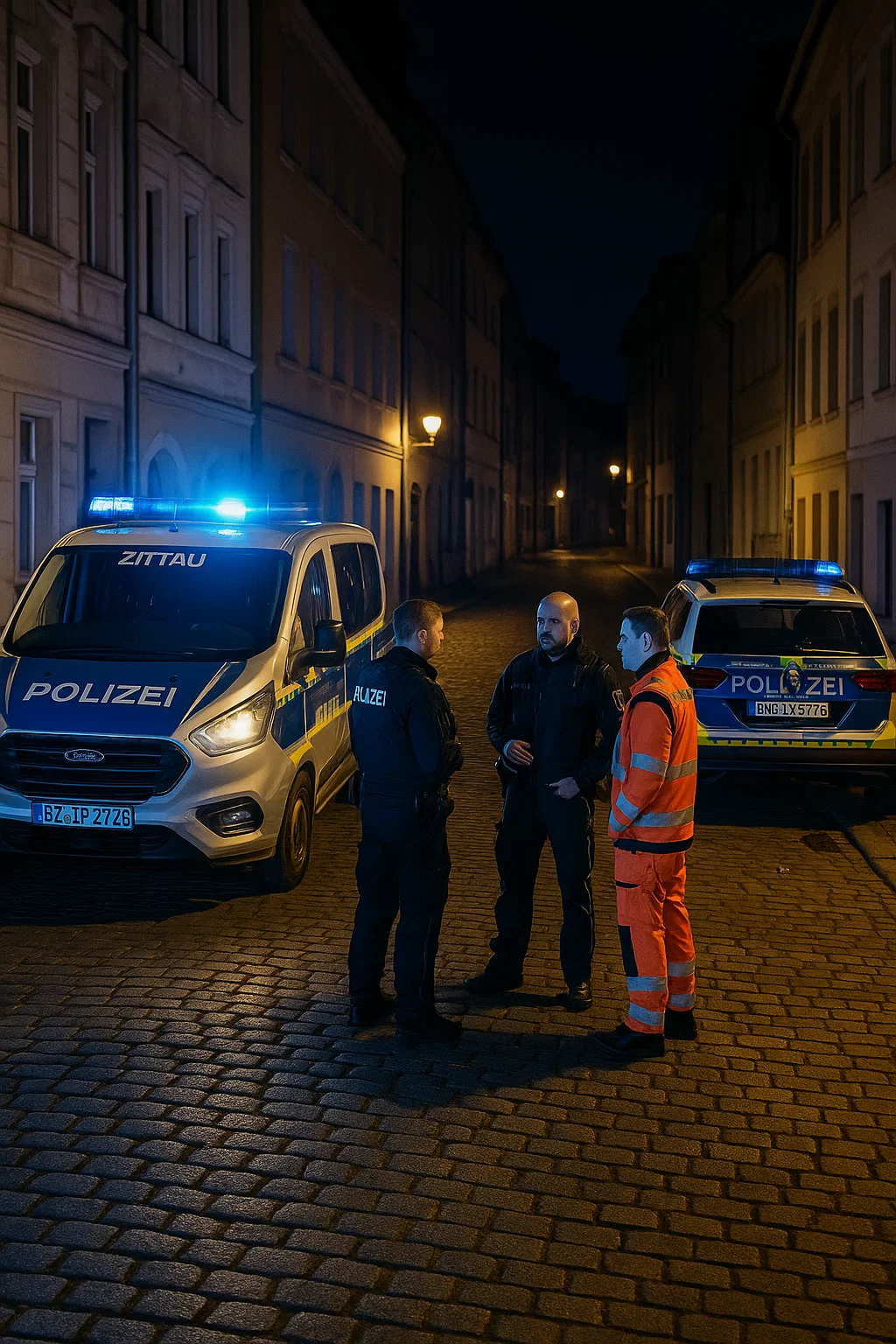 Polizei Blaulicht in Zittau nach Angriff auf 38-Jährigen