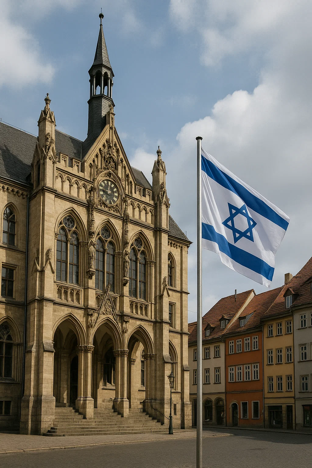 „Israel-Flagge vor dem Rathaus Erfurt – Forderung der Jüdischen Gemeinde Thüringen“