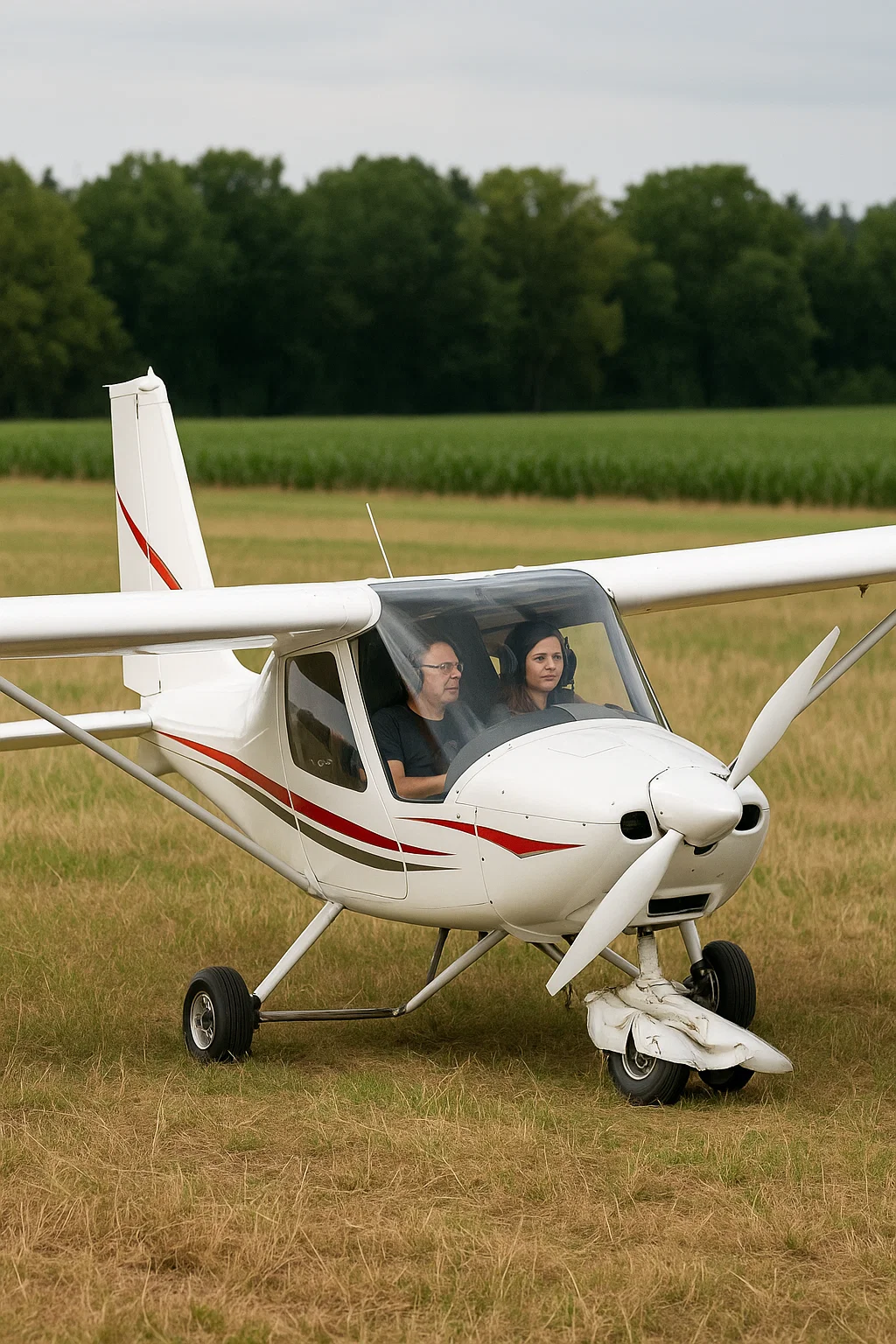 Ultraleichtflugzeug nach Notlandung in Görlitz auf Gras-Landebahn