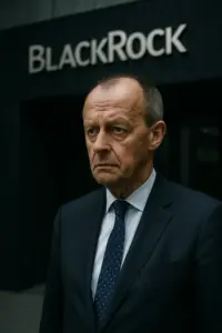 Friedrich Merz im Kanzleramt – Symbolbild für Machtverlust, Parteikrise und wirtschaftliche Abhängigkeit.