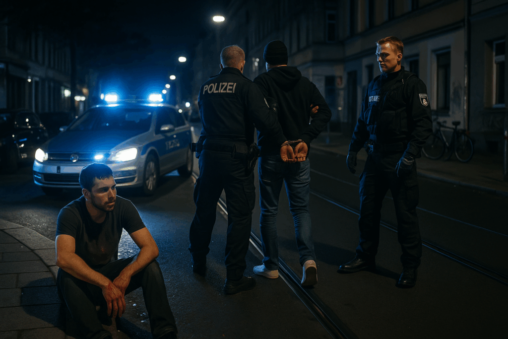🚨 Nachtstreit in Dresdner Neustadt eskaliert: 32-Jähriger mit Messer verletzt, Tatverdächtiger gefasst
