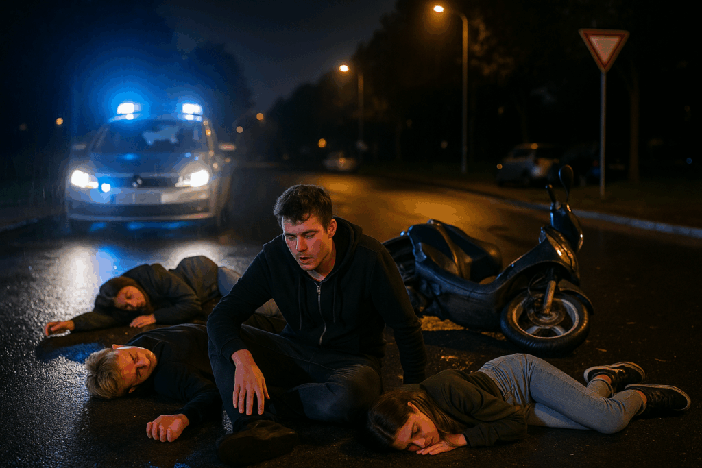 🚓 Nächtlicher Sturz in Gompitz: Drei Jugendliche verunglücken mit Roller – Fahrer alkoholisiert