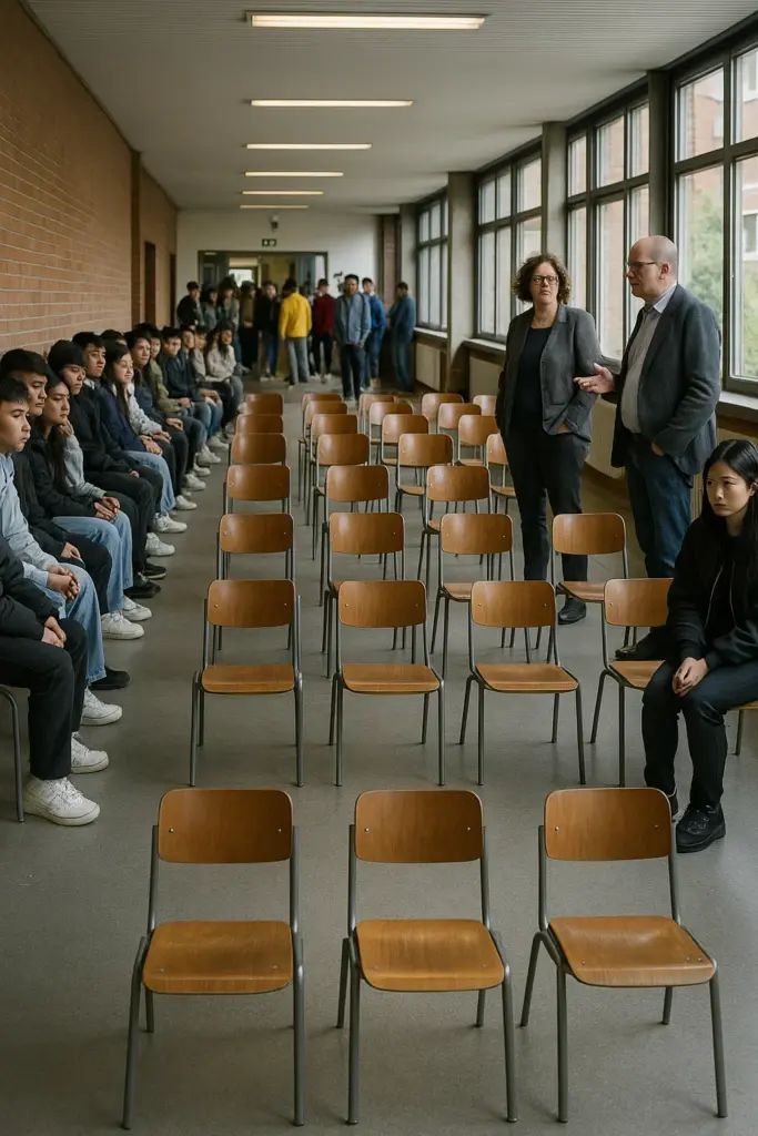 Leere Schulklasse an einer Berliner Berufsschule – Symbolbild für verschwundene vietnamesische Auszubildende