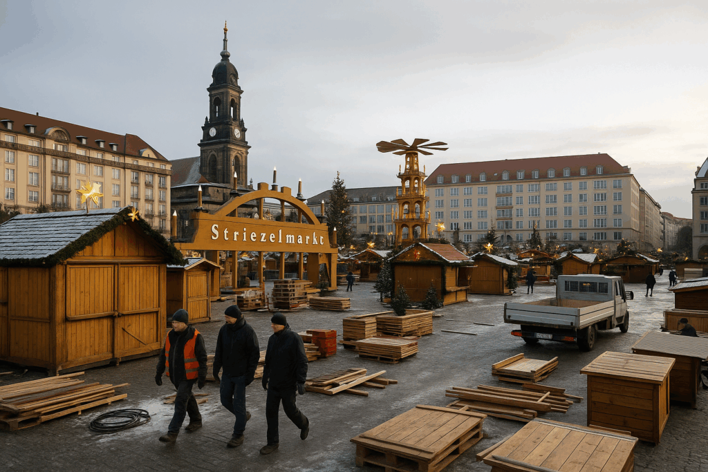 🎄 Frühe Weichenstellung auf dem Altmarkt: Striezelmarkt nimmt Gestalt an