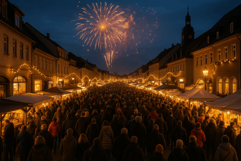 🕯️ Lichter, Einkauf und Feuerwerk: Neugersdorf lockt zum „Feuerzauber“ Tausende an
