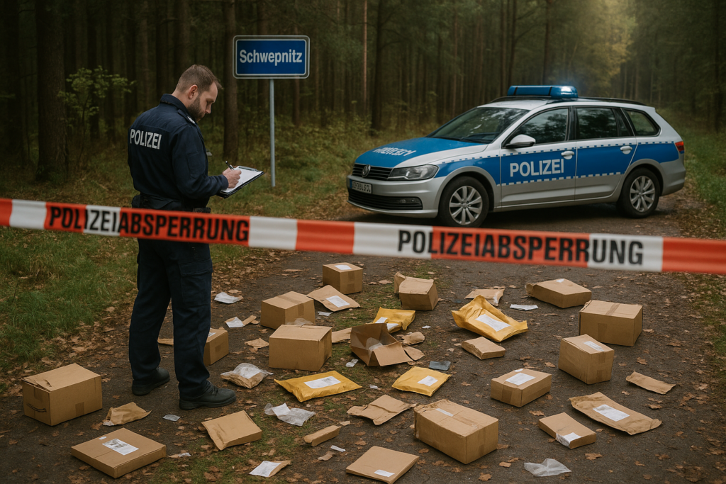 📦 Aufgerissene Sendungen am Waldrand: Polizei ermittelt in Schwepnitz