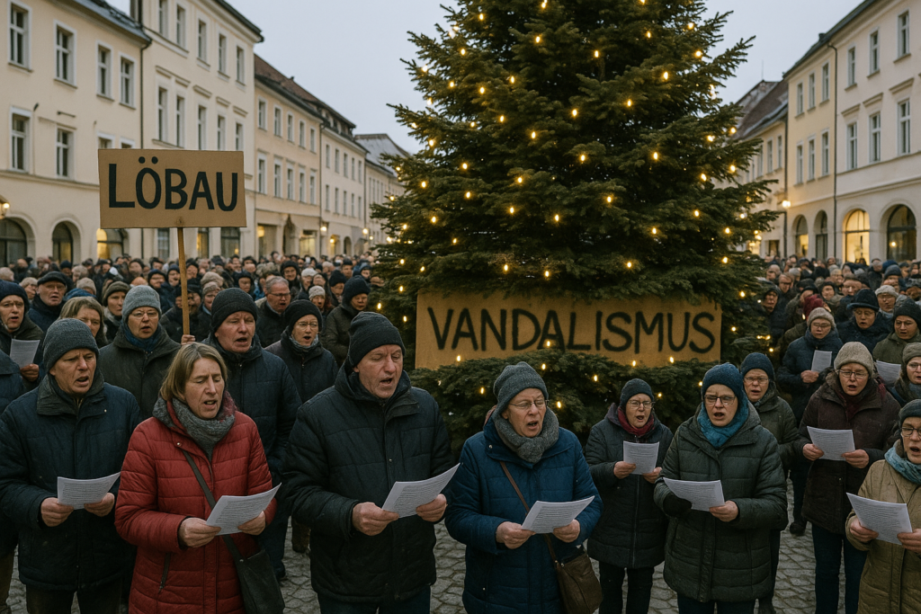 🎄 Bürger trotzen Vandalismus: Löbau setzt mit gemeinsamem Singen ein klares Zeichen