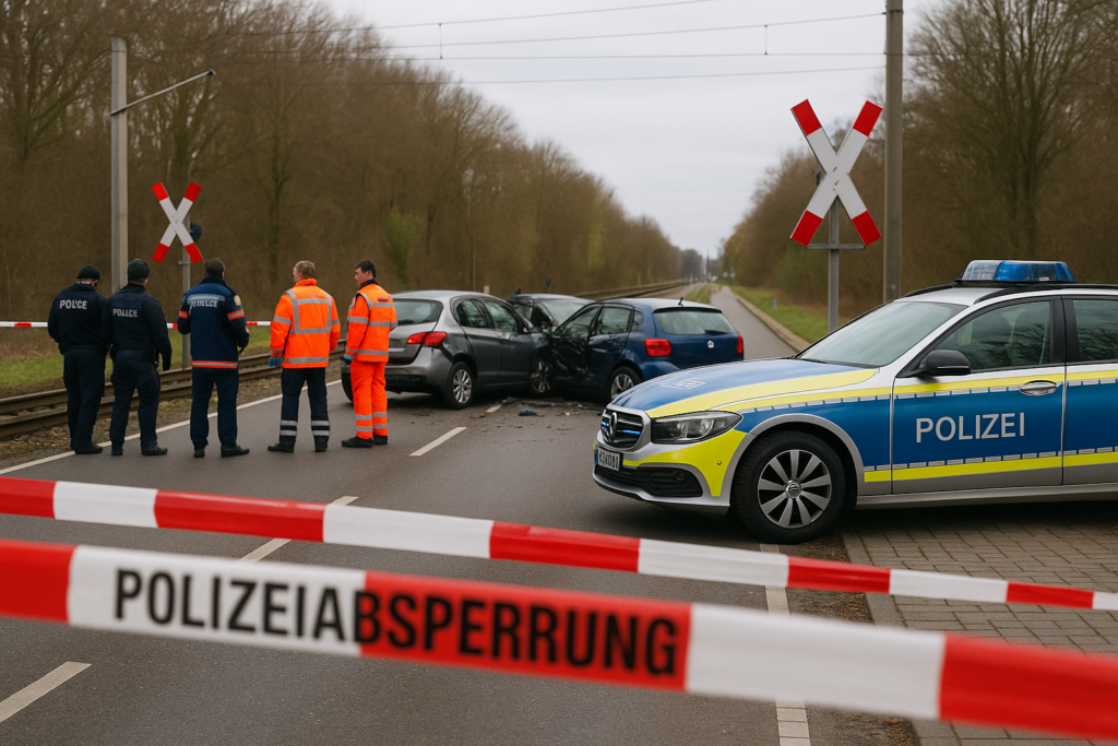 🚨 Kettenkollision an Bahnübergang auf S 148: Straße gesperrt, Ermittlungen laufen
