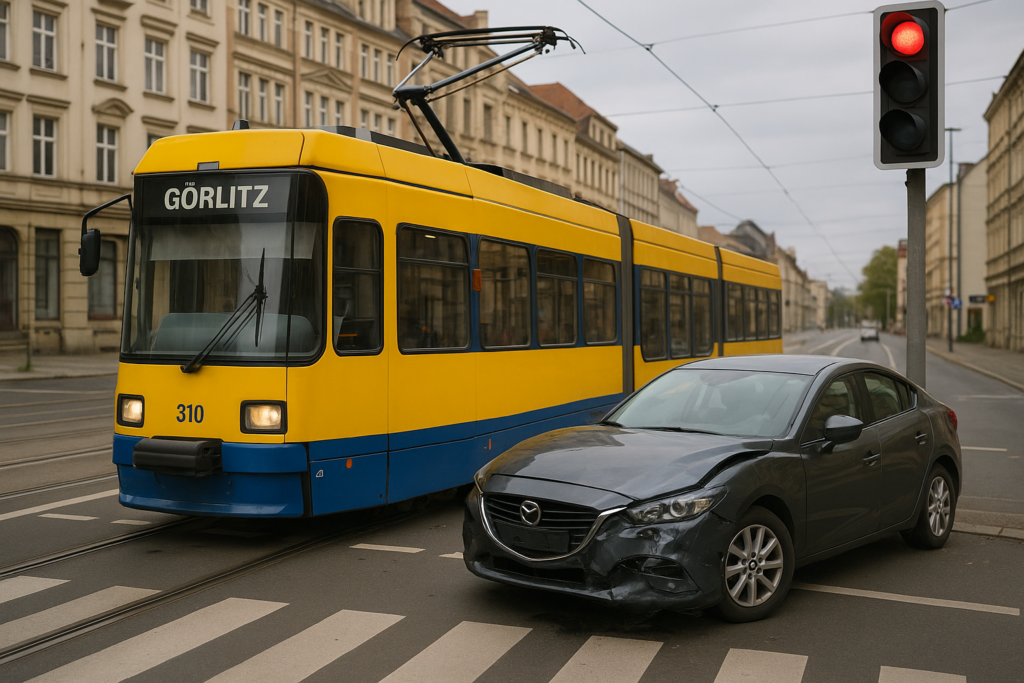 🚋 Rotlicht missachtet: Tram und Mazda stoßen in Görlitz an Kreuzung zusammen