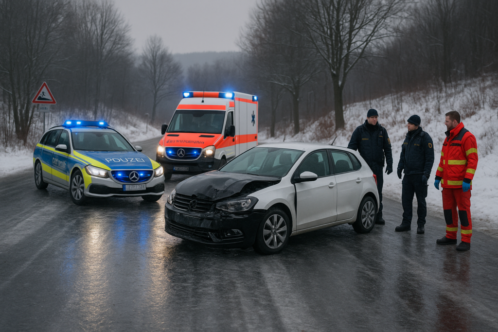 🧊 Plötzliches Glatteis in Ostsachsen: Kollision in Lauchhammer und Unfall am Butterberg