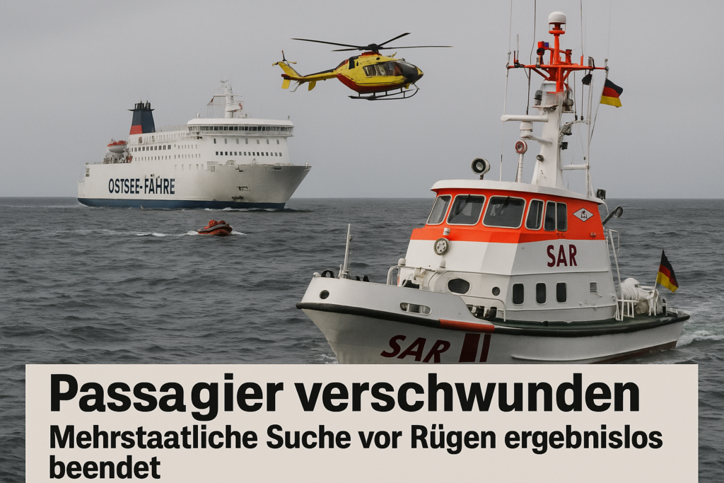 🚢 Passagier von Ostsee-Fähre verschwunden: Mehrstaatliche Suche vor Rügen ergebnislos beendet