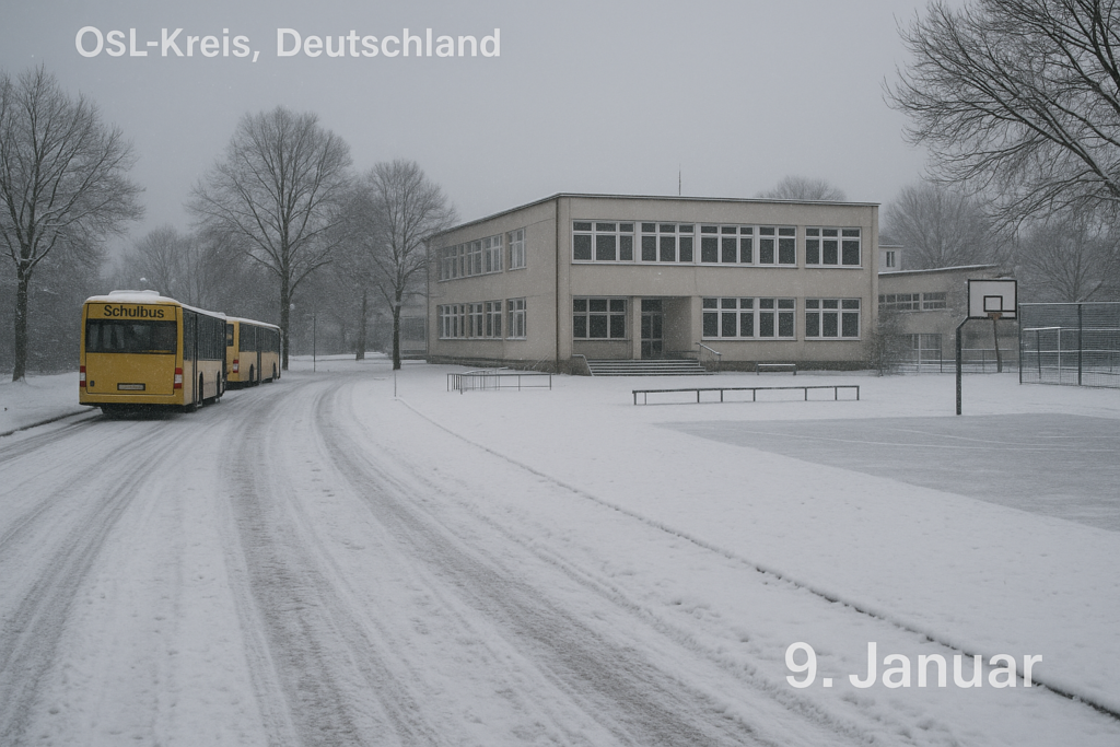 🌨️ Wintertief „Elli“: OSL-Kreis schließt Schulen und Kitas am 9. Januar