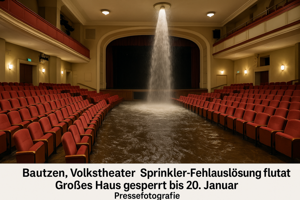 💧 Sprinkler-Fehlauslösung flutet Bautzens Volkstheater – Großes Haus bis 20. Januar gesperrt