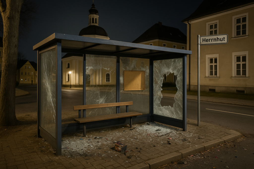 🧨 Silvester-Vandalismus in Herrnhut: Zerstörte Haltestelle und beschädigte Fenster